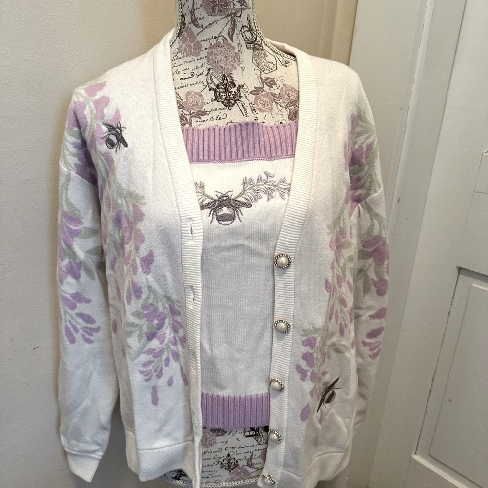 Bridgerton Hot Topic Sweater Cami and Cardigan NWT Medium